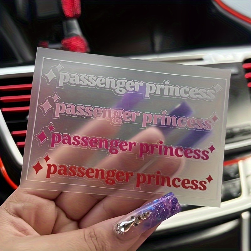 4 Adesivi Passenger Princess Per Auto - Decorazione Finestrini, Rosa E Nero, Impermeabili E Facili Da Applicare - Foto 9