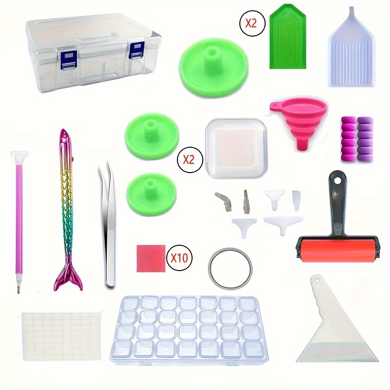 Image of 96pcs 5d Diamond Painting Kit With Tools - Complete Diy Craft Set With Rhinestone Storage, & Bead Roller - Ideal For Enthusiasts, New Diamond Painting Kits