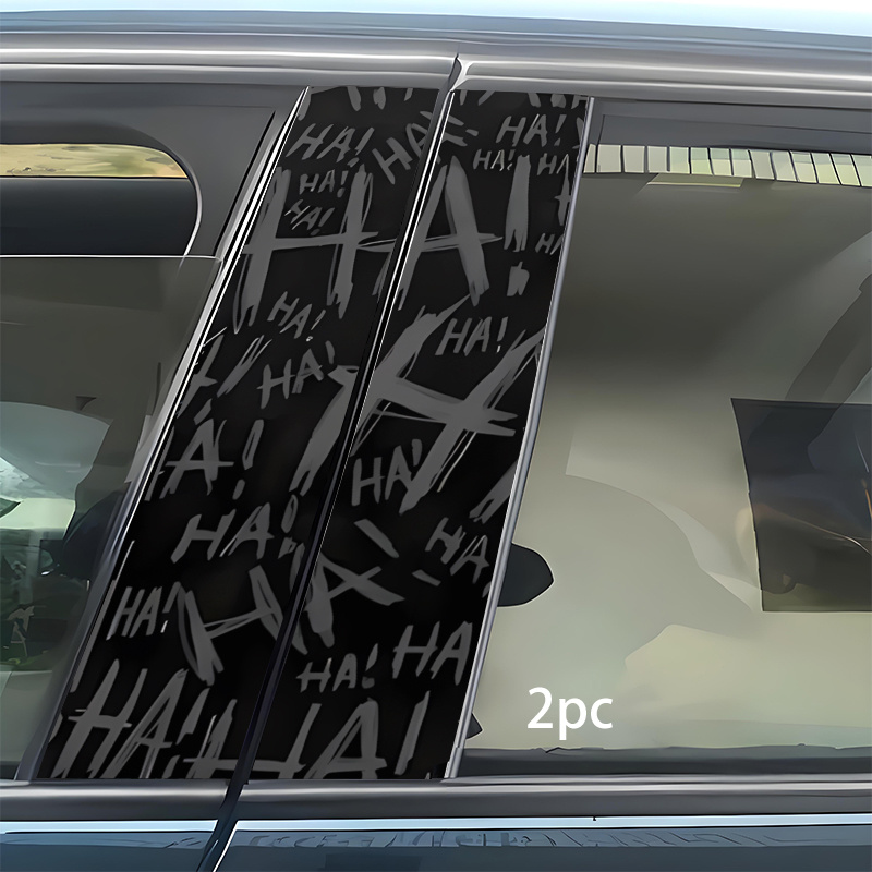 TEMU 2pcs, Car Stickers, Just Pattern Stickers For Car B-pillar Stickers Ha Laughing Pattern Suitable For Car B-pillar, Glass And Plastic Surfaces,