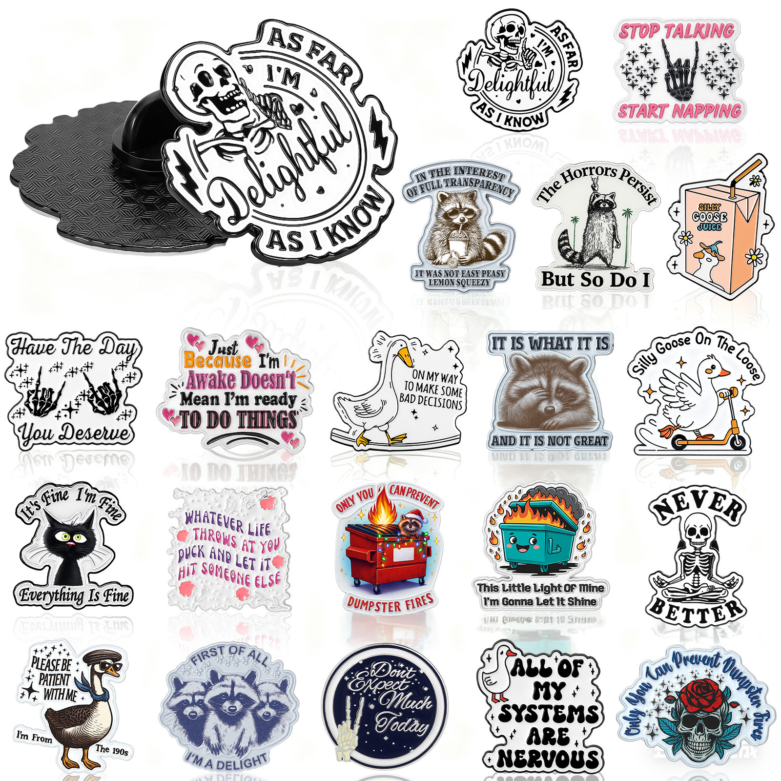 TEMU Set Of 20 Humorous Enamel Pins For Adults, Suitable For Backpacks, Hats, Jackets, Lanyards, And More. A Of Cool, Cute, And Featuring Memes And