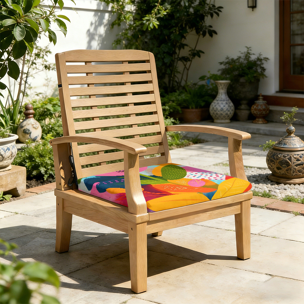 1pc Memphis-Style Flowers Pattern Leisure Seat Cushions, Indoor And Outdoor Seat Cushions, Back Cushions, Size 19.7*17.7*1.57inch, Suitable for Garden Chairs, Office Chairs And Floor Seats. Soft And Comfortable