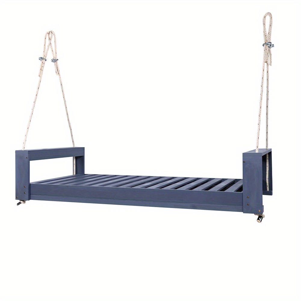 Garden seating. Swing chair. Double-sized porch swing bed seating set with hemp rope swing frame, suitable for gardens and backyards. Minimalist rustic style, ideal for courtyards and gardens. Mattress sold separately.