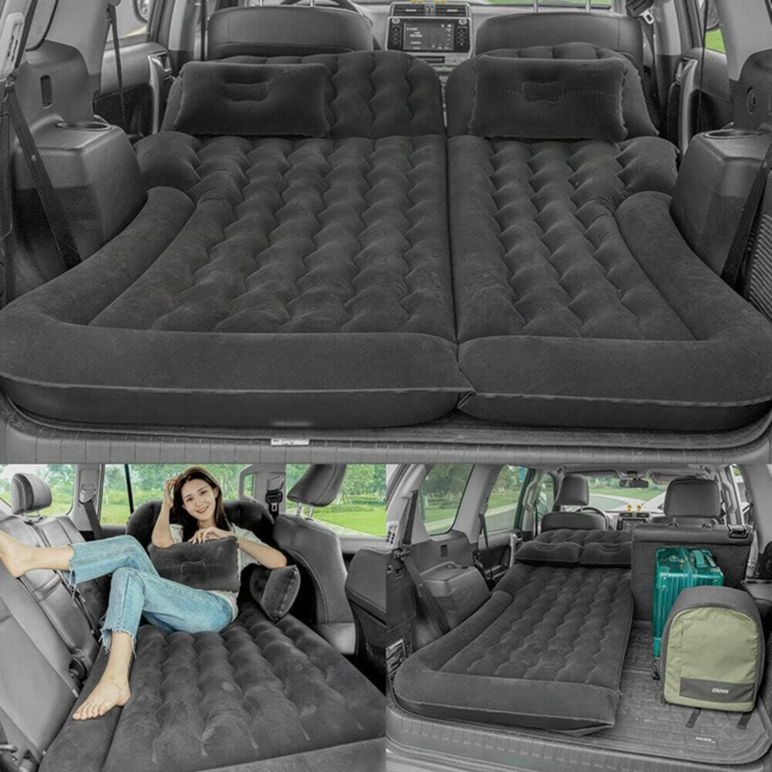item picture   car mattress suv car air mattresses movable thicker air bed for travel camping outdoor activities removable inflatable mattress with 2 cushions and pump