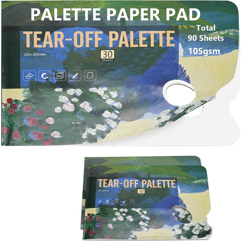 disposable tear off paint palette paper pad 105gsm thick mess free painting paper universal for watercolor acrylic gouache   3 pack 90 sheets total