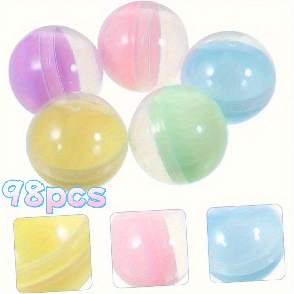 98pcs Fillable Round Capsules - Translucent Balls for   Machines, Party Decorations, Candy, Soap, Cosmetics - Pastel Colors (Pink, Blue, Green, Yellow, Clear) - Ideal for  , Crafts, Birthday Parties, Candy Making - Non-Toxic & Easy to Fill,   Machine Accessories, Craft Supplies, Decorative Balls, Versatile Use Balls, Soap Making,  , Durable Material, Craft Enthusiasts, Capsule Vending Machine, Plastic Capsule, Vending Machine For Business, Ball