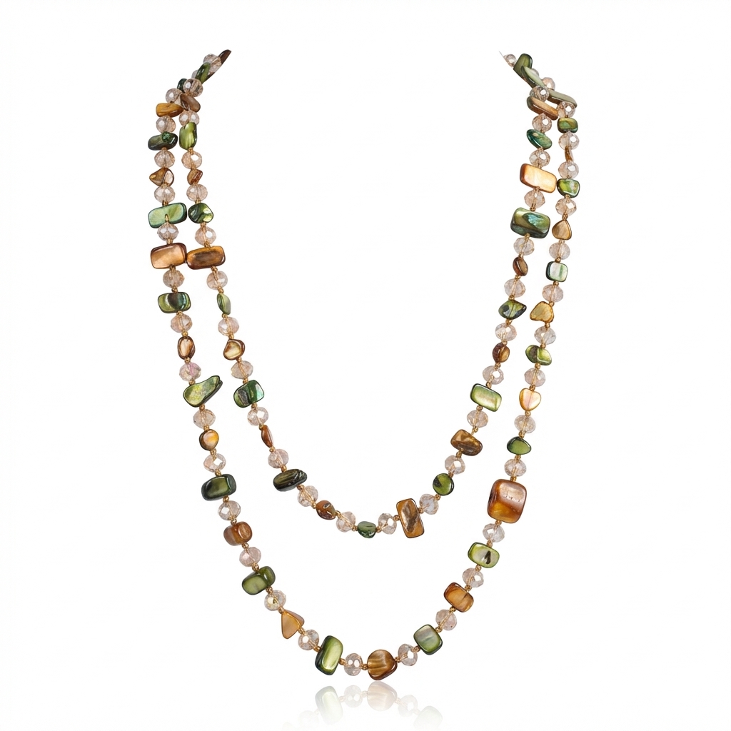 Image of 1pc Vintage Multicolor Long Women's Necklace, Hand-woven Beaded Fashionable And Elegant Sweater Chain