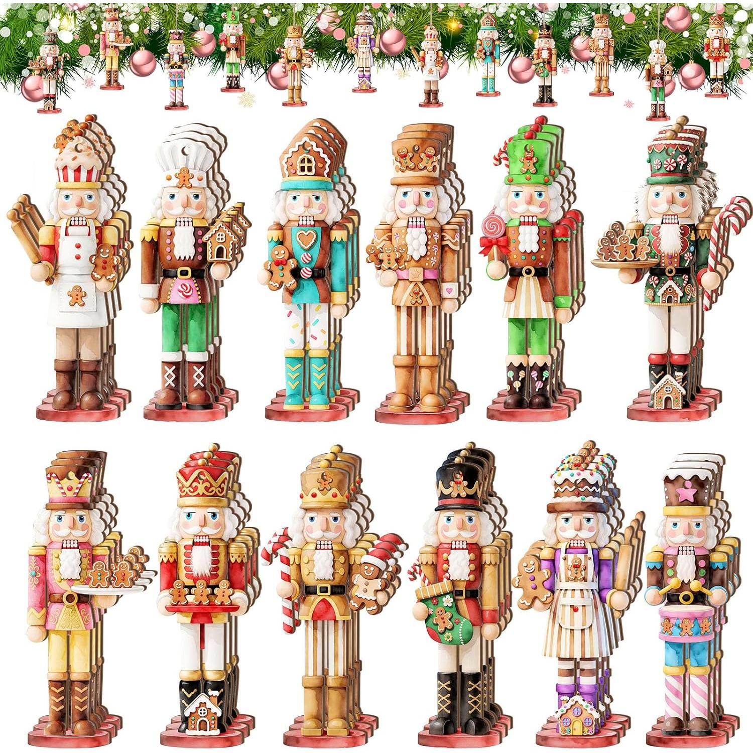 TEMU Set Of 24 Christmas Nutcracker Decorations For Trees, Featuring Mini Figures That Hung. Ideal For Holiday Crafts, Parties, And As Festive