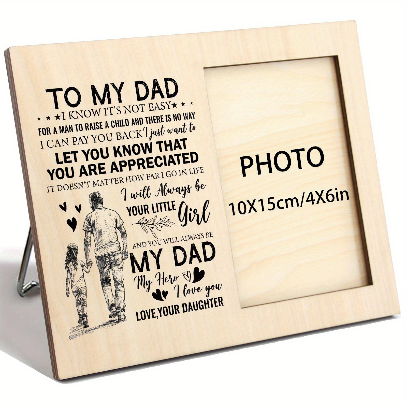 TEMU : Rustic Wooden Photo Frame, Perfect Gift For Dad - A From Daughter For Father's Day, Birthday, And Christmas - Suitable For 4x6inch Photos
