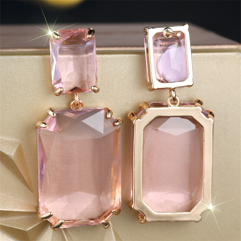 TEMU Gentle And Stud Earrings, Daily -cut Pink Synthetic Synthetic Zirconia, Anniversary Elegant Everyday Earrings