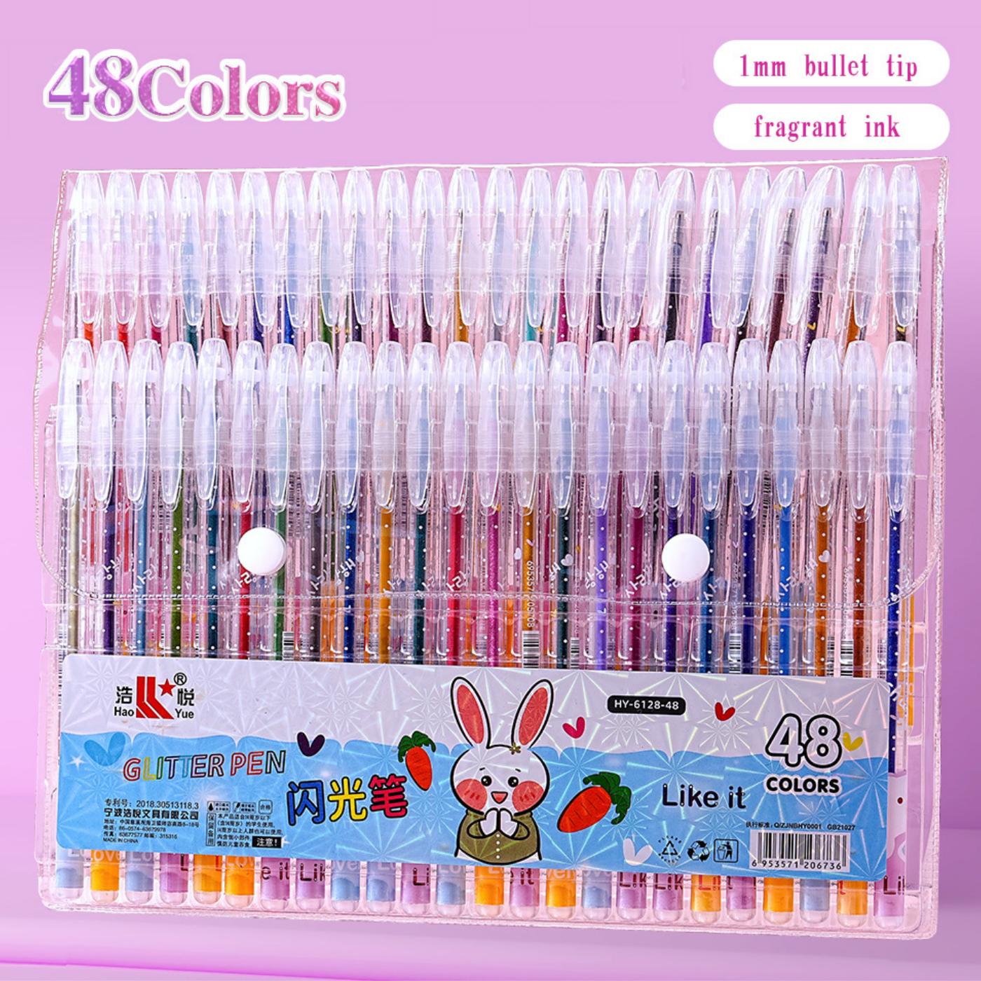 48 pack color changing glitter gel pens with shimmering glitter aurora sparkle highlighters for journaling drawing and doodling fine tip markers for diy scrapbooks black cards collages crafts ceramics stones glass ideal for birthdays