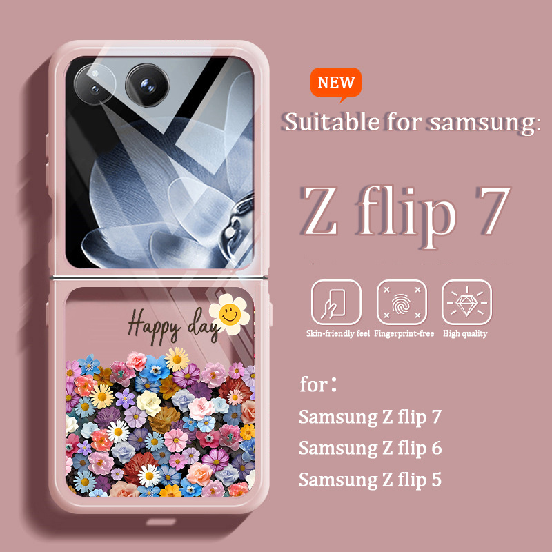 TEMU para Teléfono - Adecuada para Samsung Galaxy Z Flip 7/ Z Flip 6/ Z Flip 5, Fundas Plegables, Fundas Color Crema, Nuevos Estilos, Fundas Suaves,