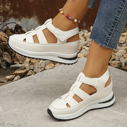 womens soft back thick back sandals round toe and casual walking shoes hollow wedge breathable sandals womens thick soled sandals platform sandals womens sports sandals and slippers