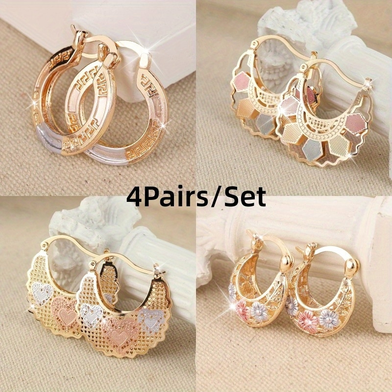 

4pairs/ Set Gold Out For Women Accessories Aniversary