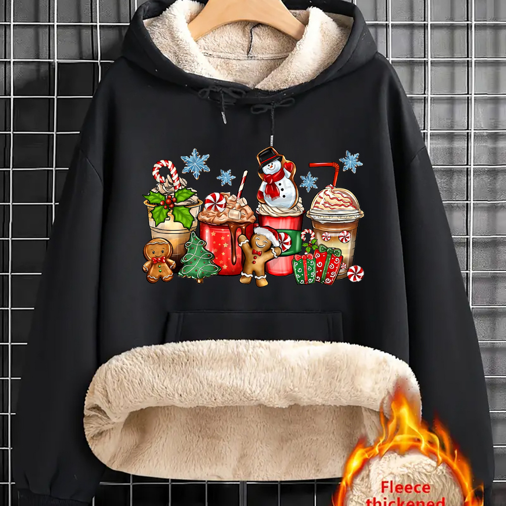 

Cozy & Stylish Women's Christmas Hoodie - Festive Tree, Snowman & Gingerbread | Casual Knit Pullover With Kangaroo Pocket | Machine Washable | Fall/winter