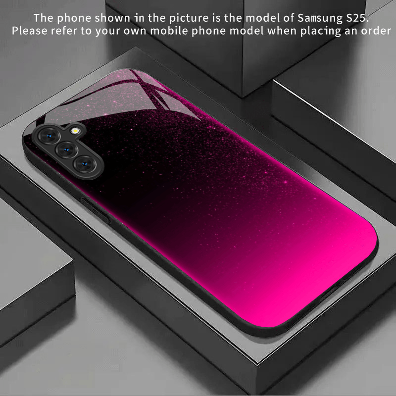E-shop Handyhülle: Rosa-Schwarz Verlauf Blasen Hintergrund Neue Schwarze Handyhülle mit Glasrückseite für for Samsung Galaxy S25 Ultra/S25+/S25/S24