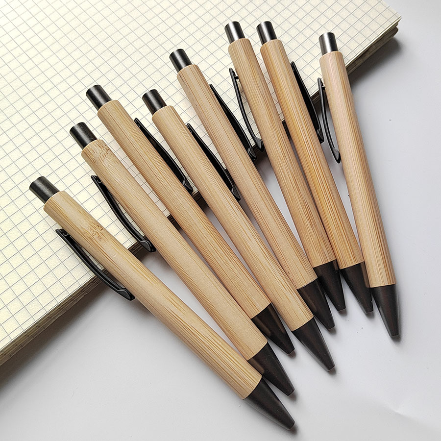 100 Stück Bambus Kugelschreiber – Personalisierte Holzstifte Mit Schwarzer Tinte (13,5 Cm), Umweltfreundlich