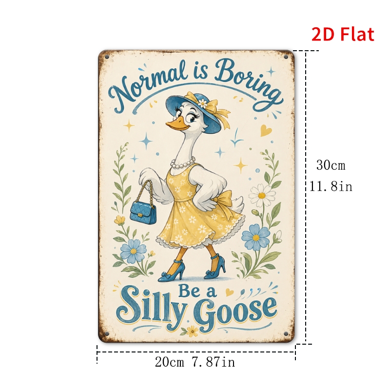 2d düz, [2 ], 1 adet 30x20cm - vintage metal teneke tabela, normal sıkıcıdır   bir kaz ol duvar dekoru, retro moda kaz   sanatı, ev yatak odası dekoru, 2d düz