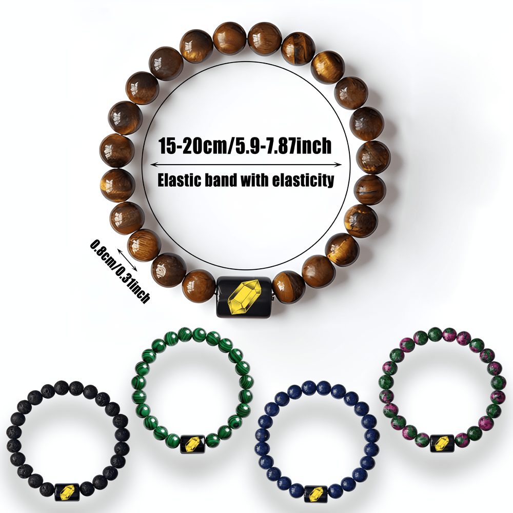 Women's Black Crystal Beaded Minimalist Stretch Bracelet