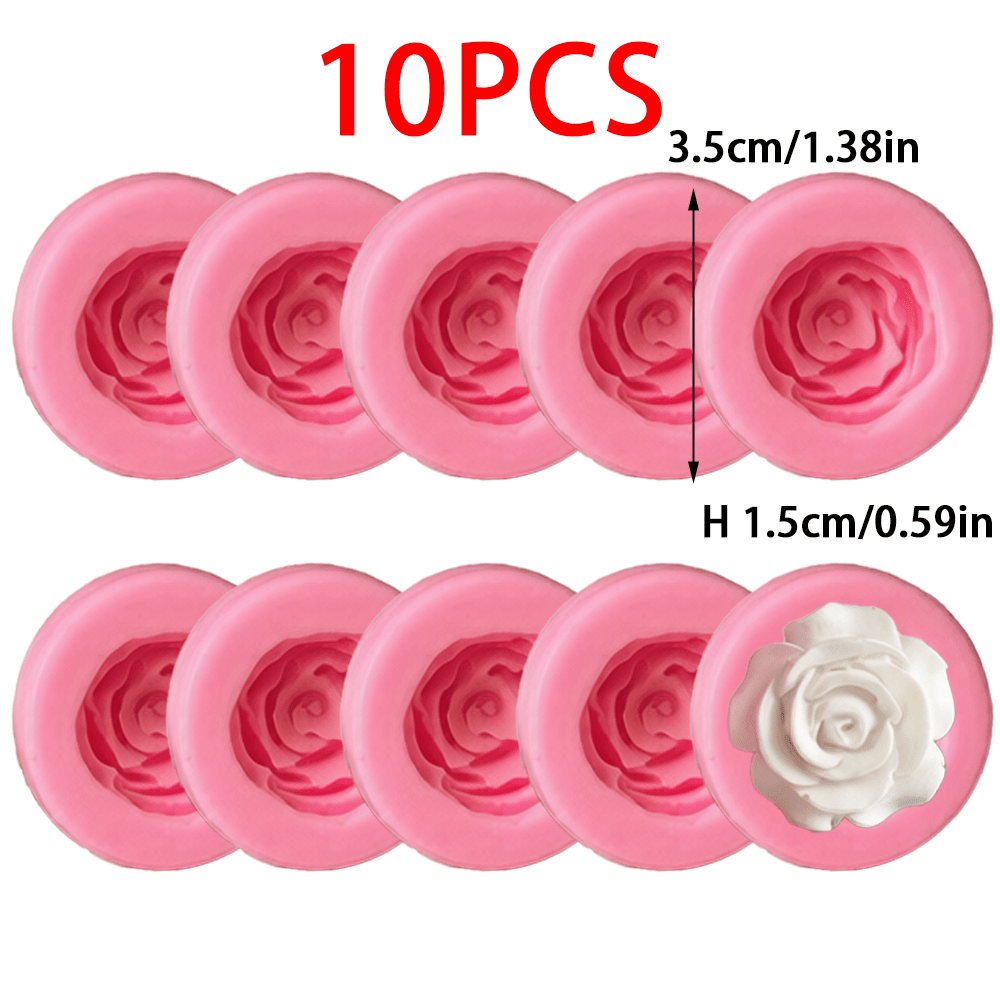 TEMU 10pcs Set, Each Piece Suitable For Candle And Soap Making Molds - Silicone Molds, With 3d , For Wedding Favors, Aromatherapy Stone Crafts And