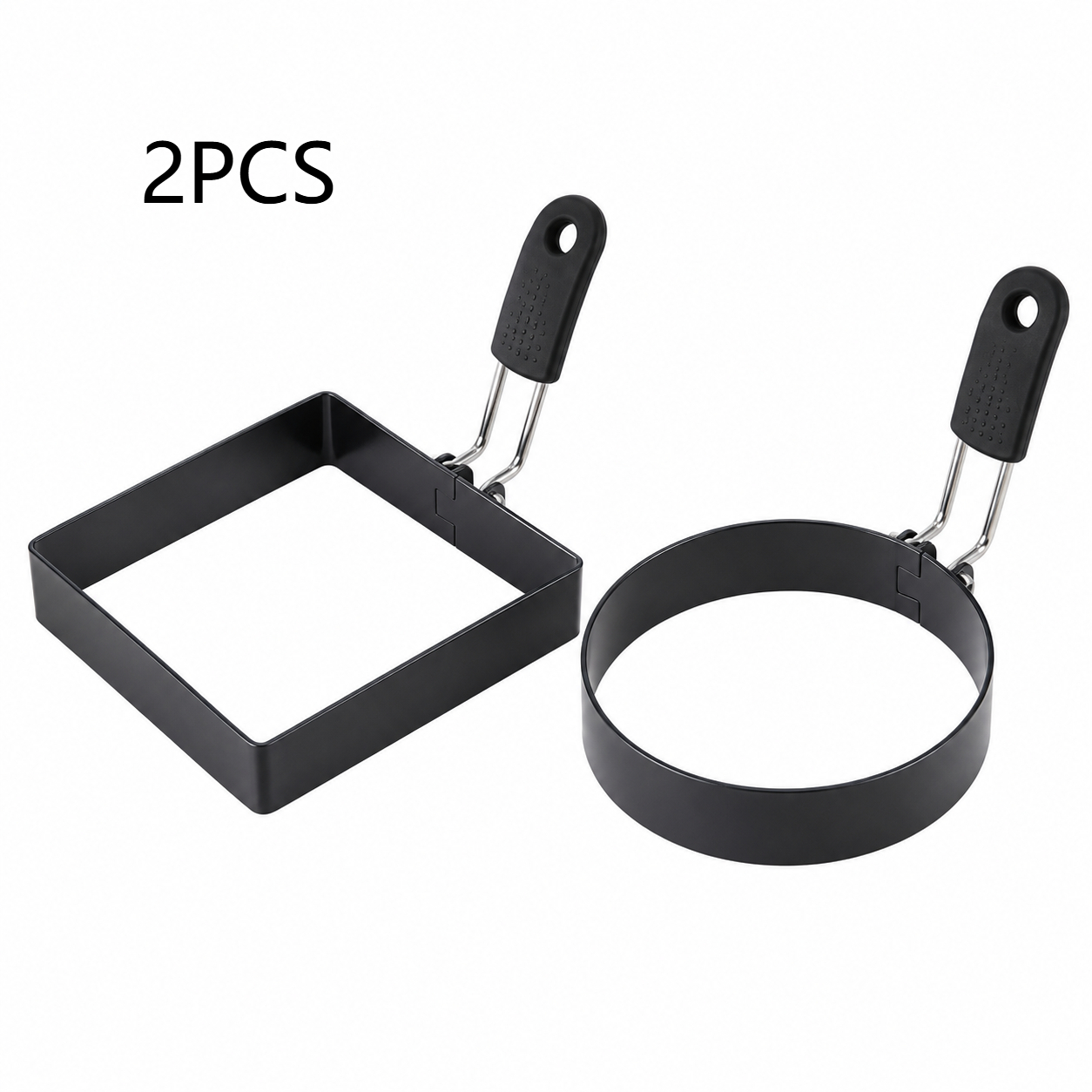 TEMU Anneaux à œufs antiadhésifs avec poignée, moules carrés et ronds pour œufs et , machine à sandwich pour petit-déjeuner, gadget de cuisine
