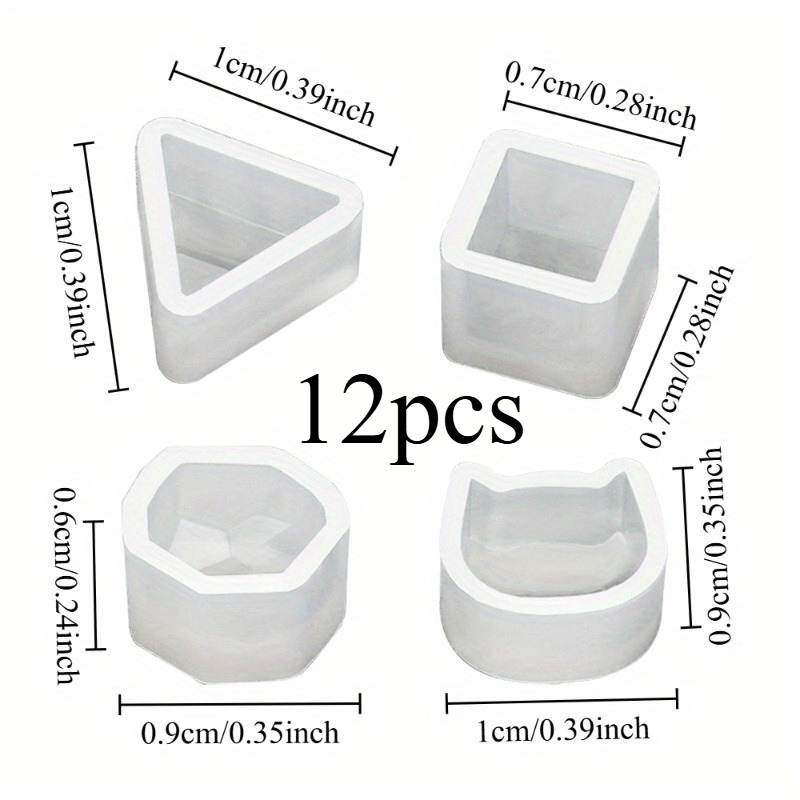 TEMU Mini Cube, Kitty, Triangle Resin Stud Earrings Molds - Jewelry Making Tools For Resin Casting Molds - Epoxy Pendant Casting Molds For Crafts And