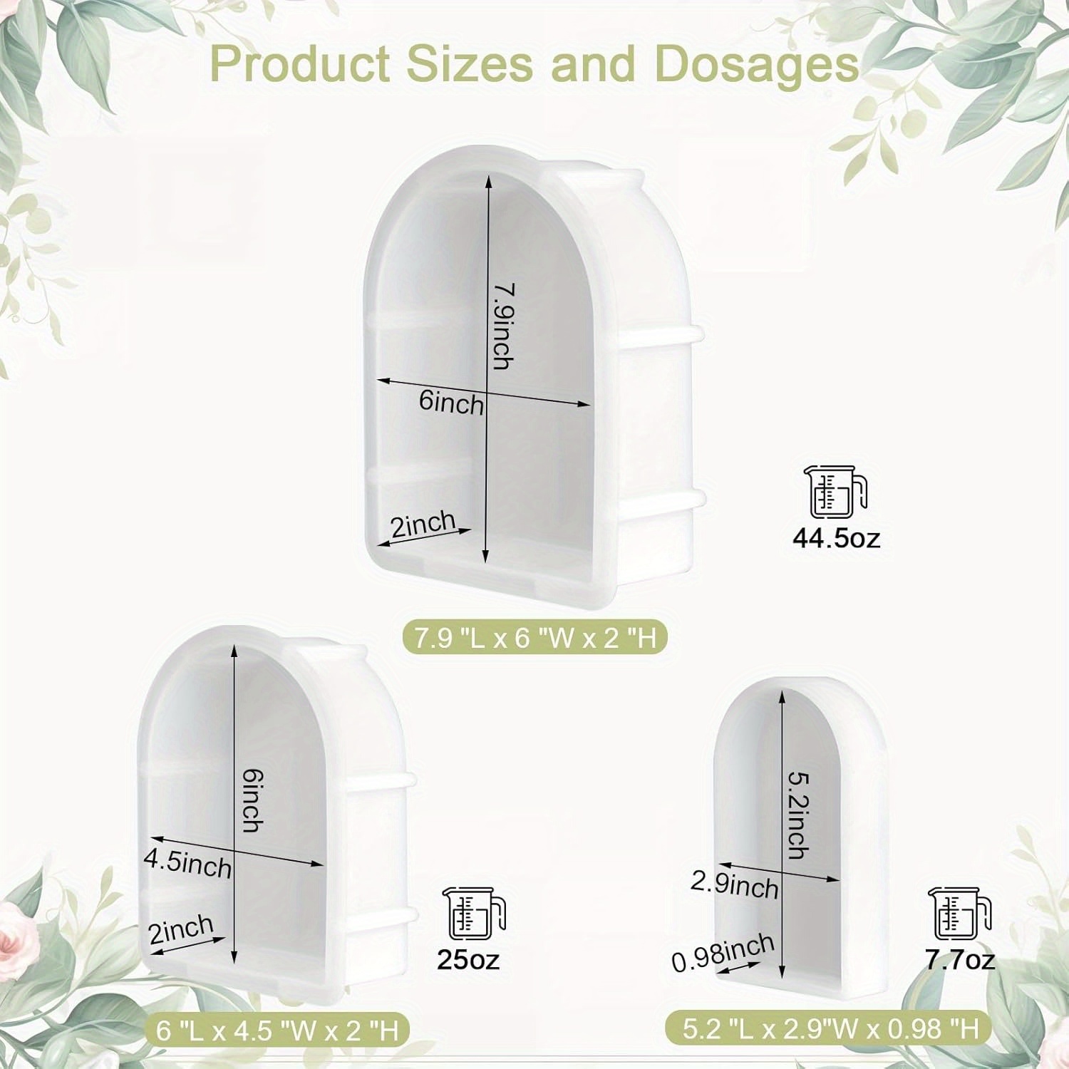 TEMU 3pcs Large Arch Silicone Resin Molds For Epoxy - Oval Shape, Perfect For Flower Preservation & Diy Furniture Decor, Ideal For Wedding Bouquets &