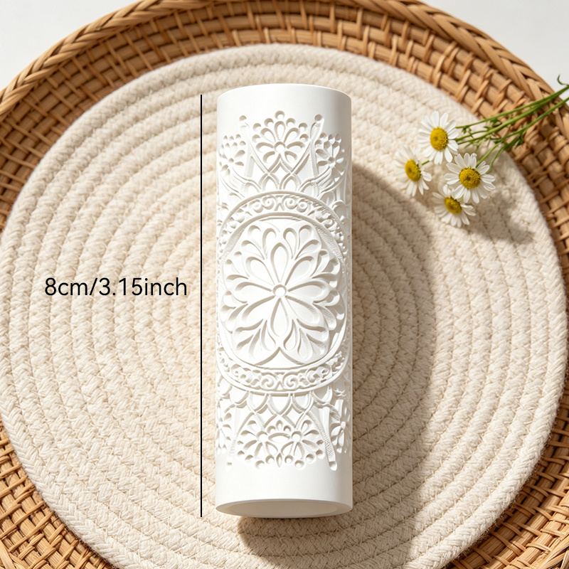 TEMU Mandala Lace Floral Embossing Roller Tool - Plastic Polymer Clay Molds With High-detail 3d Texture Suitable For Diy Polymer Clay Crafts, Jewelry