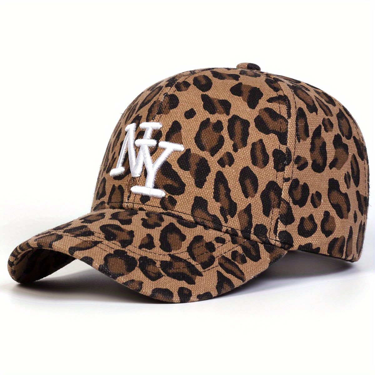 1pc Women's Ny Leopard Print Baseball Cap Adjustable Casual Hat For Spring And Autumn Travel, Beach Vacation