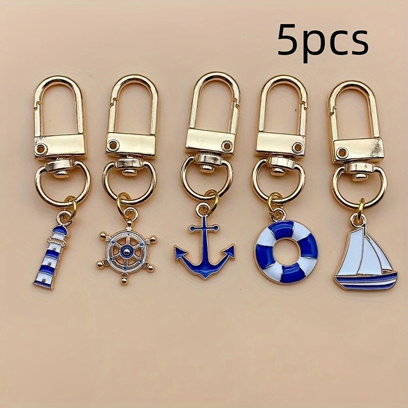 

5pcs Boat Anchor, , Sailboat, , Rudder Pendant, Men's Key Chain, Suitable For Sailing, Backpack Pendant Decoration