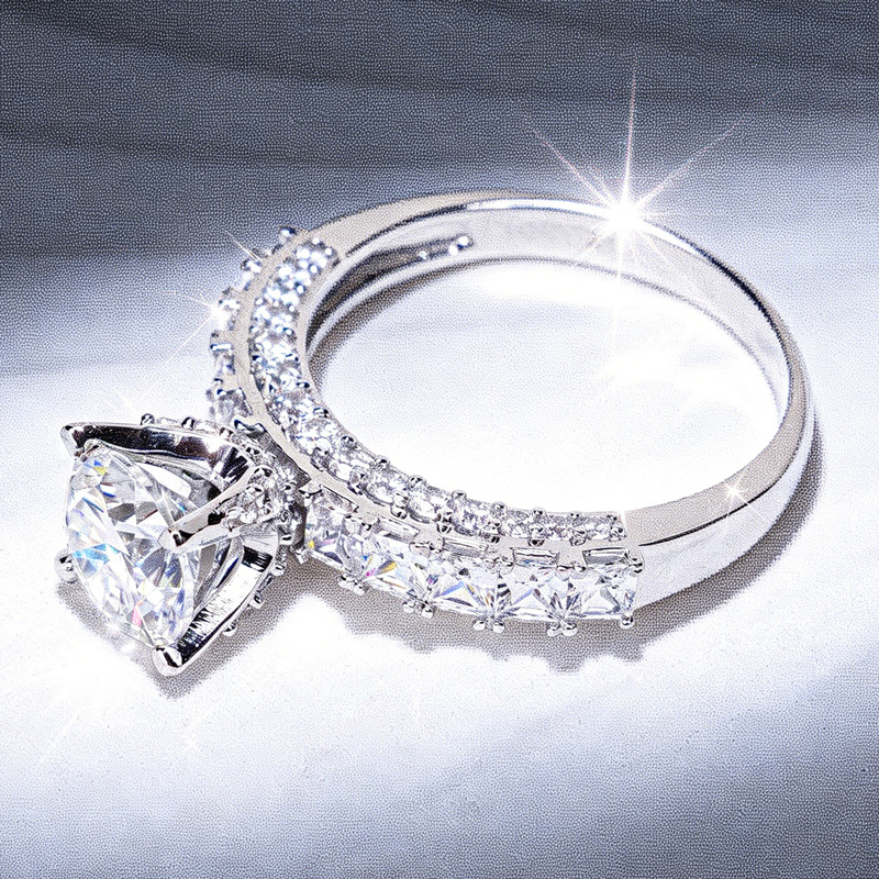 Women's Sparkling Zirconia Wedding Ring, Luxurious Gift
