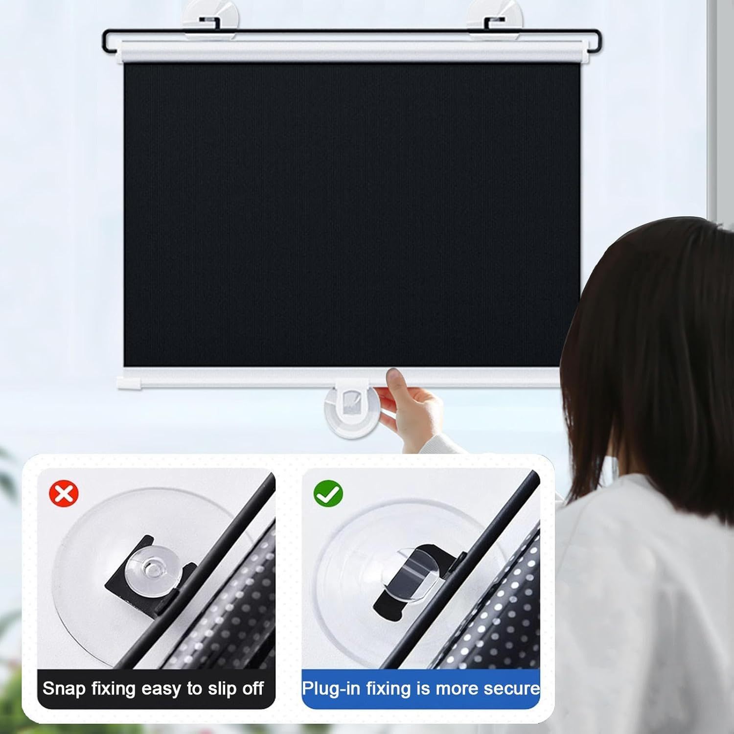 1pc No-Drill Suction Cup Blackout Thermal Curtain, Cordless Design, Suitable for Kitchen, Bathroom, and  Windows, Modern Style, Blocks Light and Keeps Warm, Bedroom Privacy Screen, Smooth Surface
