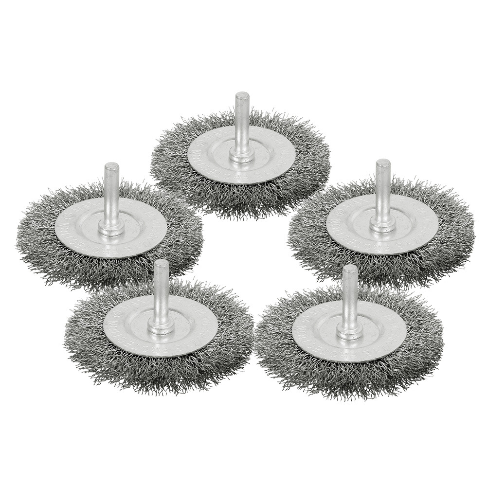 5pcs Wire Brush Wheel Cup 6mm Shank For Paint Removal Cleaning Rust Abrasive Round Brush
