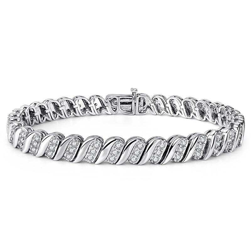 TEMU 925 Sterling Silver Fashionable And Luxurious Women's Wave Bracelet, Valentine's Day, Mother's Day, Birthday, Engagement Anniversary, Festival