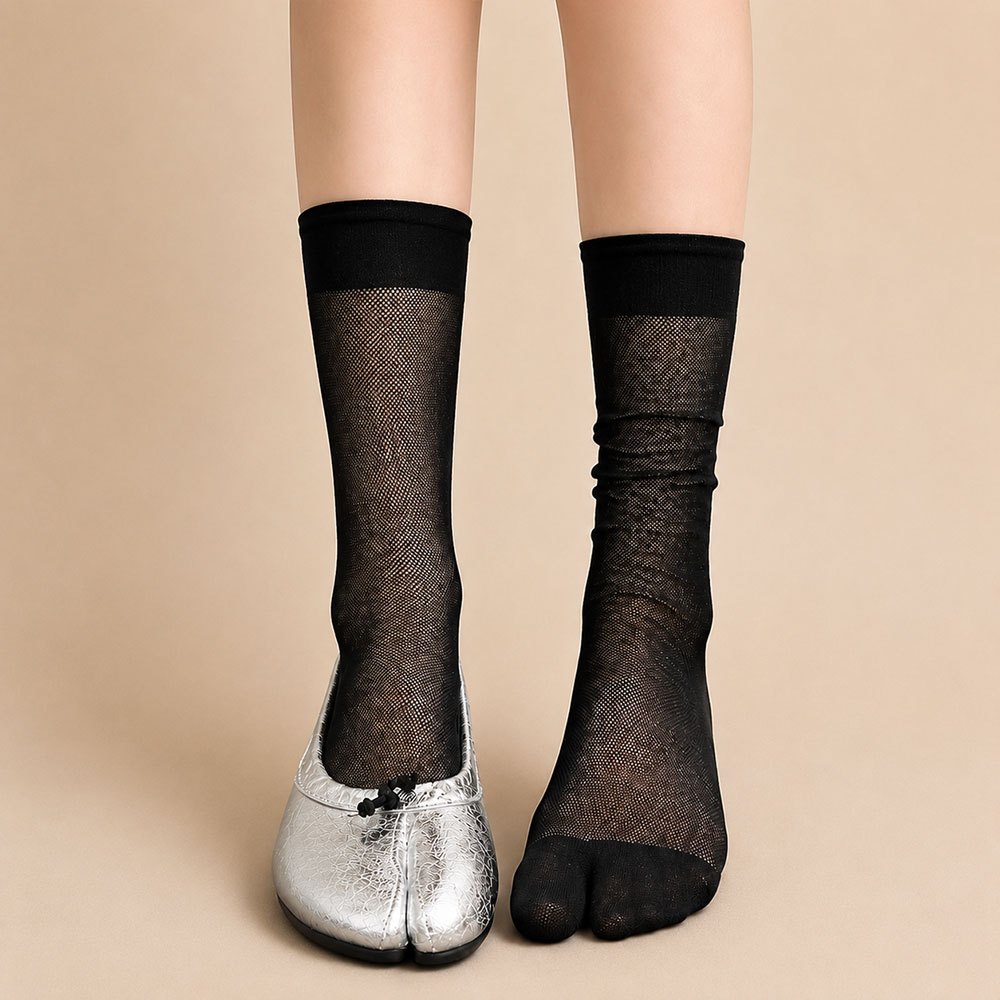 TEMU 1 Pair Of Micro Pressure Mesh Socks For, Mid Tube Socks/high Elasticity Calf Socks, Stockings, Anti Hook, Soft And Breathable 20d Fashionable