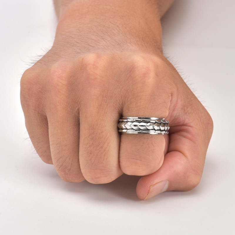   arrival: retro-inspired minimalist men s   ring in titanium stainless steel sweet-edgy style with rotating band   casual attire, halloween, or festive celebrations season-less accessory   gift, casual attire ring,   jewelry, gothic  , edgy fashion, sleek  , durable jewelry, statement ring, unisex jewelry, alternative fashion, men s jewelry, jewelry collectors, trendy men Product details 8