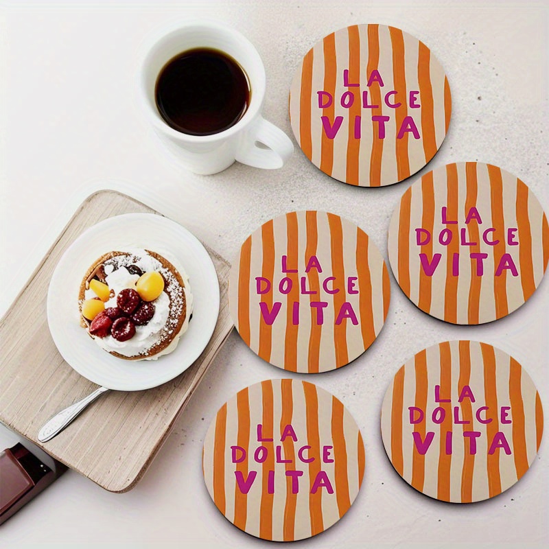 - 6pcs Wooden Coaster And Table Protector Set, Birthday Gift, Housewarming Gift, Kids' Edition, Minimalist Italian Style, Ideal Holiday Gift