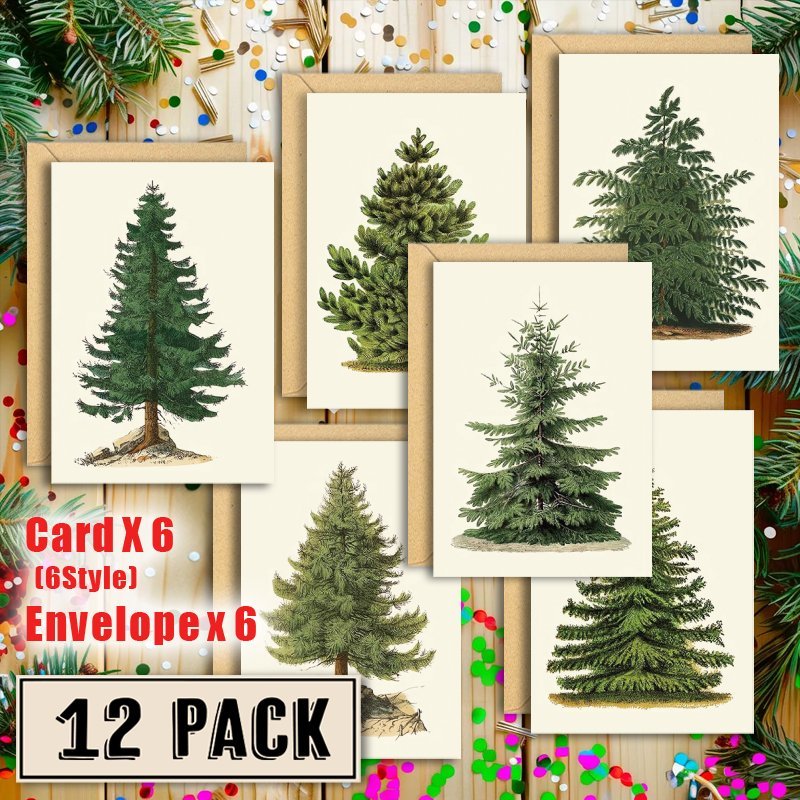 

12pcs Christmas Tree Greeting Envelopes - Unique , & Coworkers