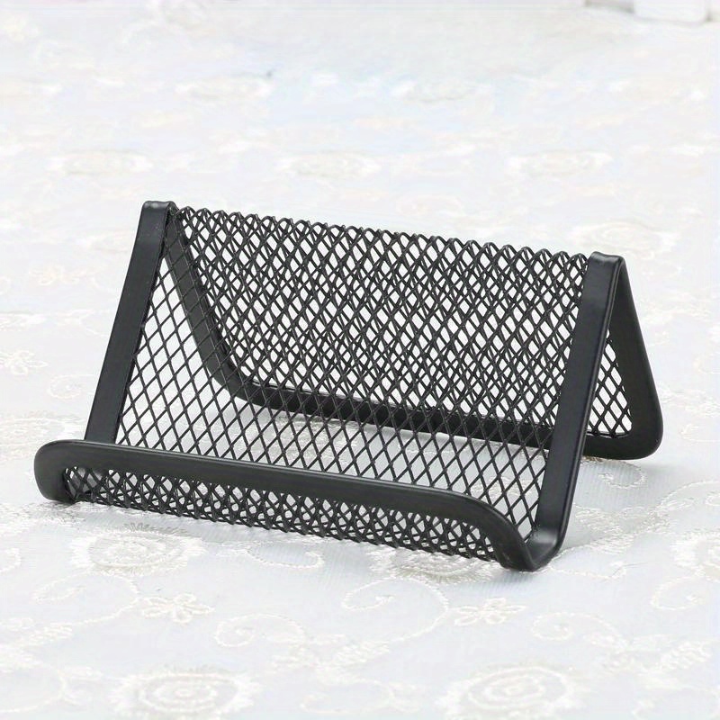TEMU Support de carte de visite noir pour nom d'entreprise, support horizontal de bureau pour téléphone portable, support de carte, organisateur