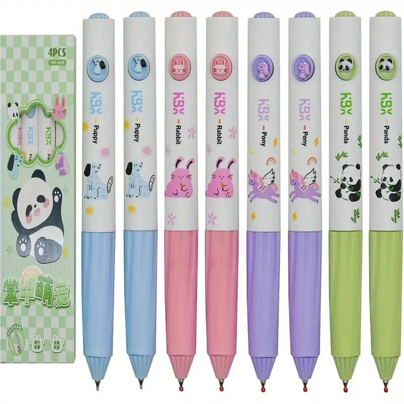 12pcs cute pens flying horse retractable gel pens, panda and unicorn pen black ink for school supplies office party birthday., party favors, office stationery, fun writing tools, cute design, smooth ink flow, durable plastic, gel pen set, panda stationery, pen for writing Product details 0