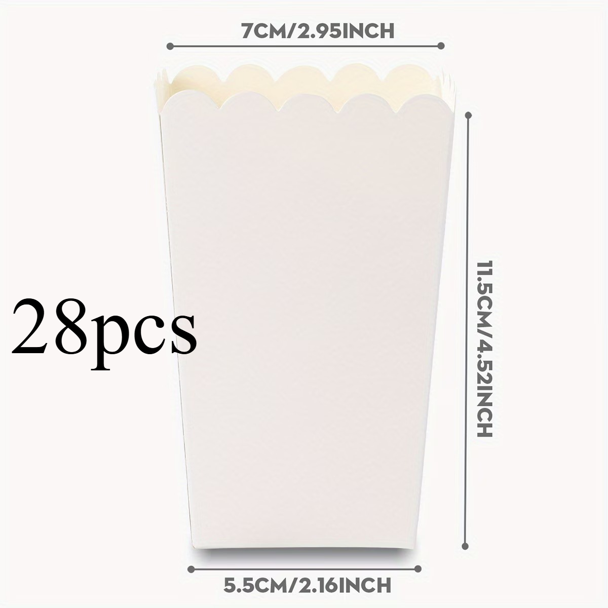 Image of Gift For Her/him 28pcs White Paper Popcorn Boxes, Scalloped Boxes For Party Favors, Movie Night, Decor