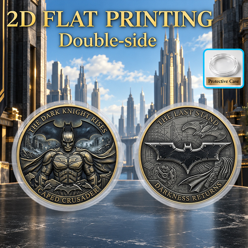 TEMU Replica Coin 1pc Wb Batman Rises Commemorative Coin - Iconic Suitable For Batman Fans, Collector Gift, Legend Replica Token, Challenge Coin For