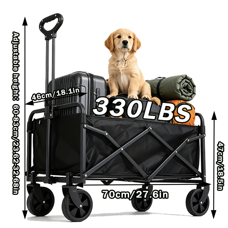 Image of Collapsible Wagon With 100l Capacity And 330lbs Load Capacity, Lightweight Design With Reduced Weight, Wheels, Perfect For Shopping, Camping, Outdoor Activities, And Gardening