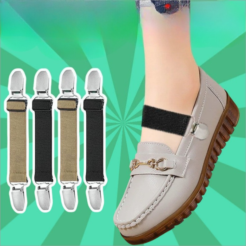 TEMU 2pcs Random Color Slippers Anti-drop Heel Artifact Elastic Adjustable Sandals Elastic Strap Non-fatiguing Non-heeling Fixed Strap Shoe Buckle,