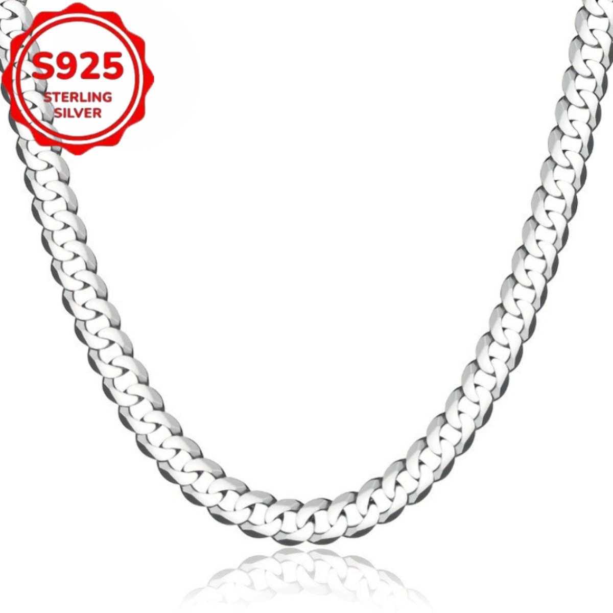 TEMU 1 S925 925 Silvery Plated 8mm 925 Silvery Plated Cuban Chain, Classic And Simple, With Multiple Sizes From, Suitable As A Birthday Gift, Adult