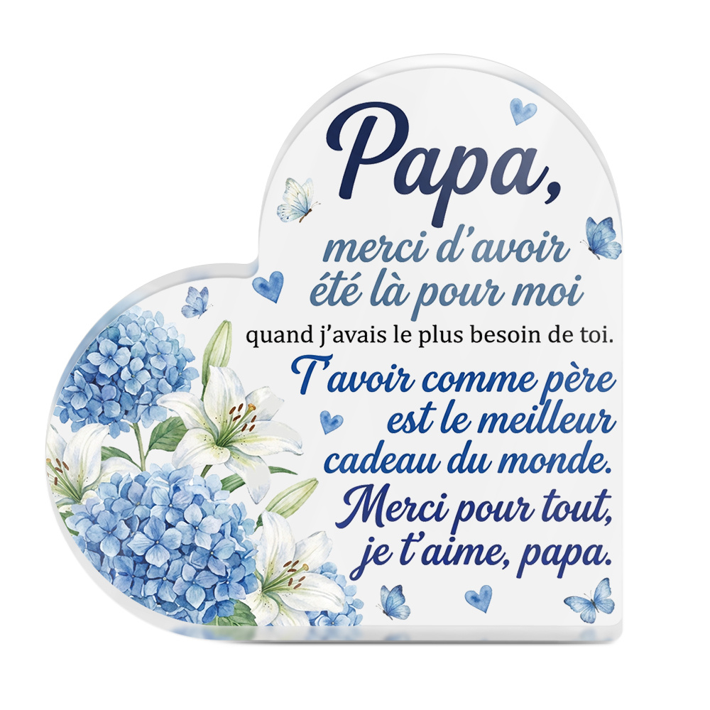 TEMU Décoration Putuo plate 2D 1pc Citations Panneau acrylique de cœur Décor de table, Papa, d' là quand j'étais, Décoration de bureau pour salon,