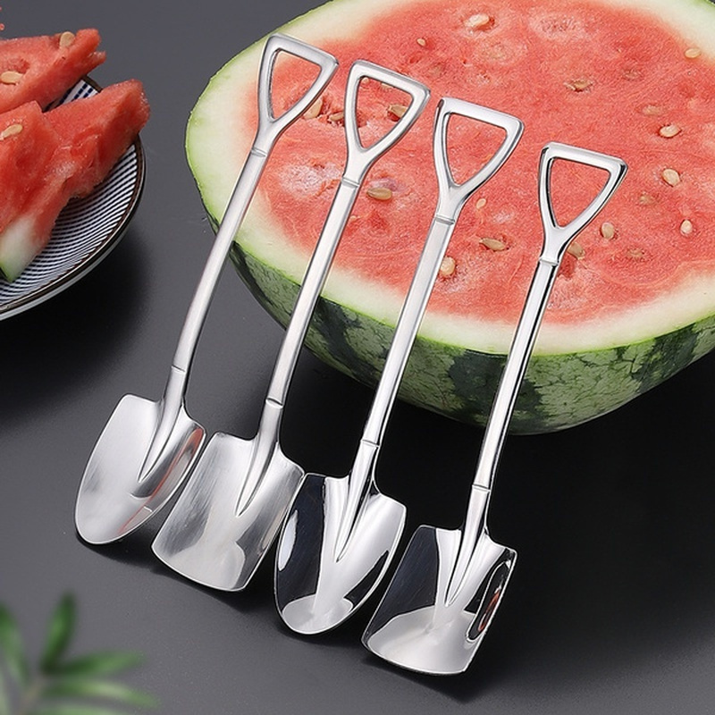 8pcs stainless steel coffee ice cream spoon set shovel shaped dessert spoons with ergonomic handles   parties weddings details 0