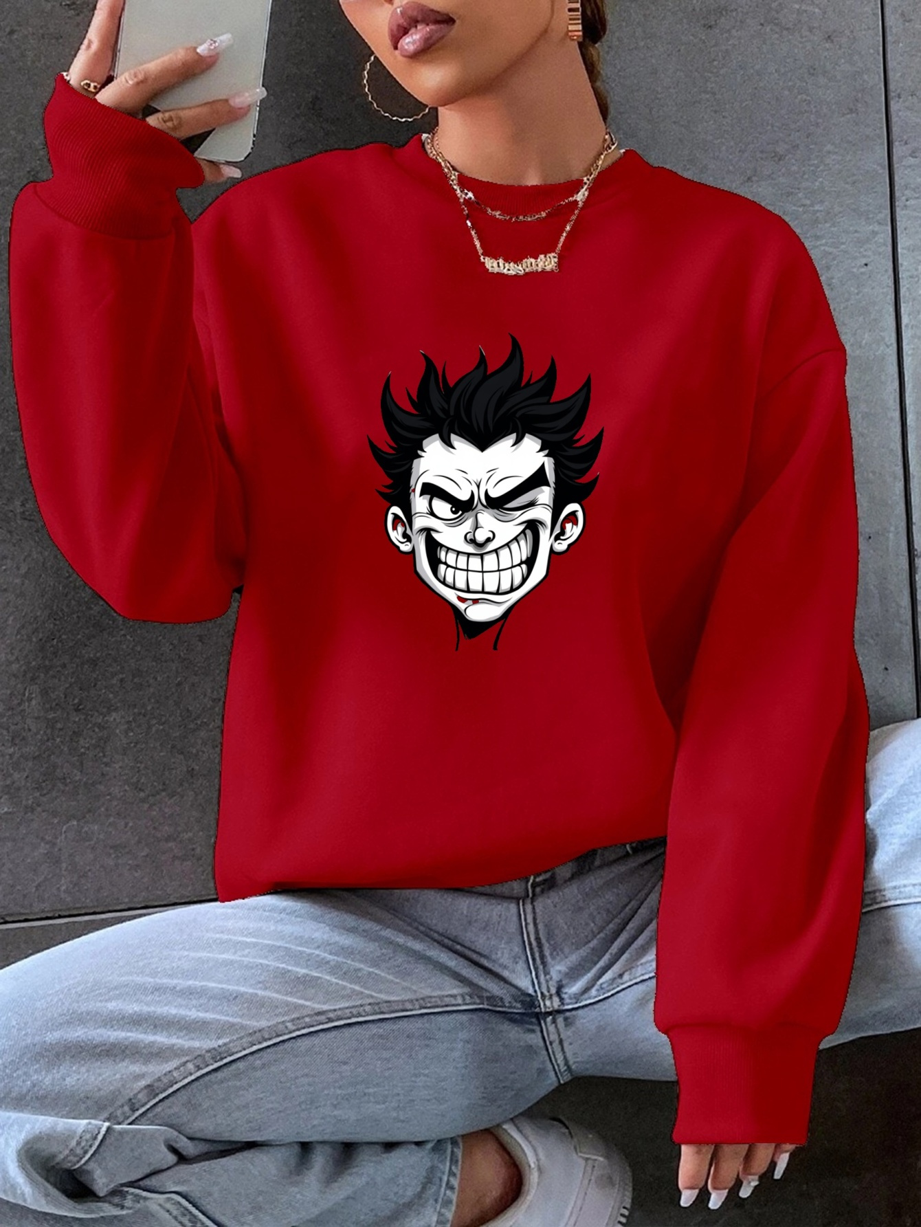 red sweatshirt sold on Temu United States