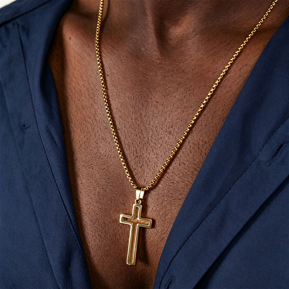 Men's Vintage Punk Hollow-Out Cross Pendant Necklace