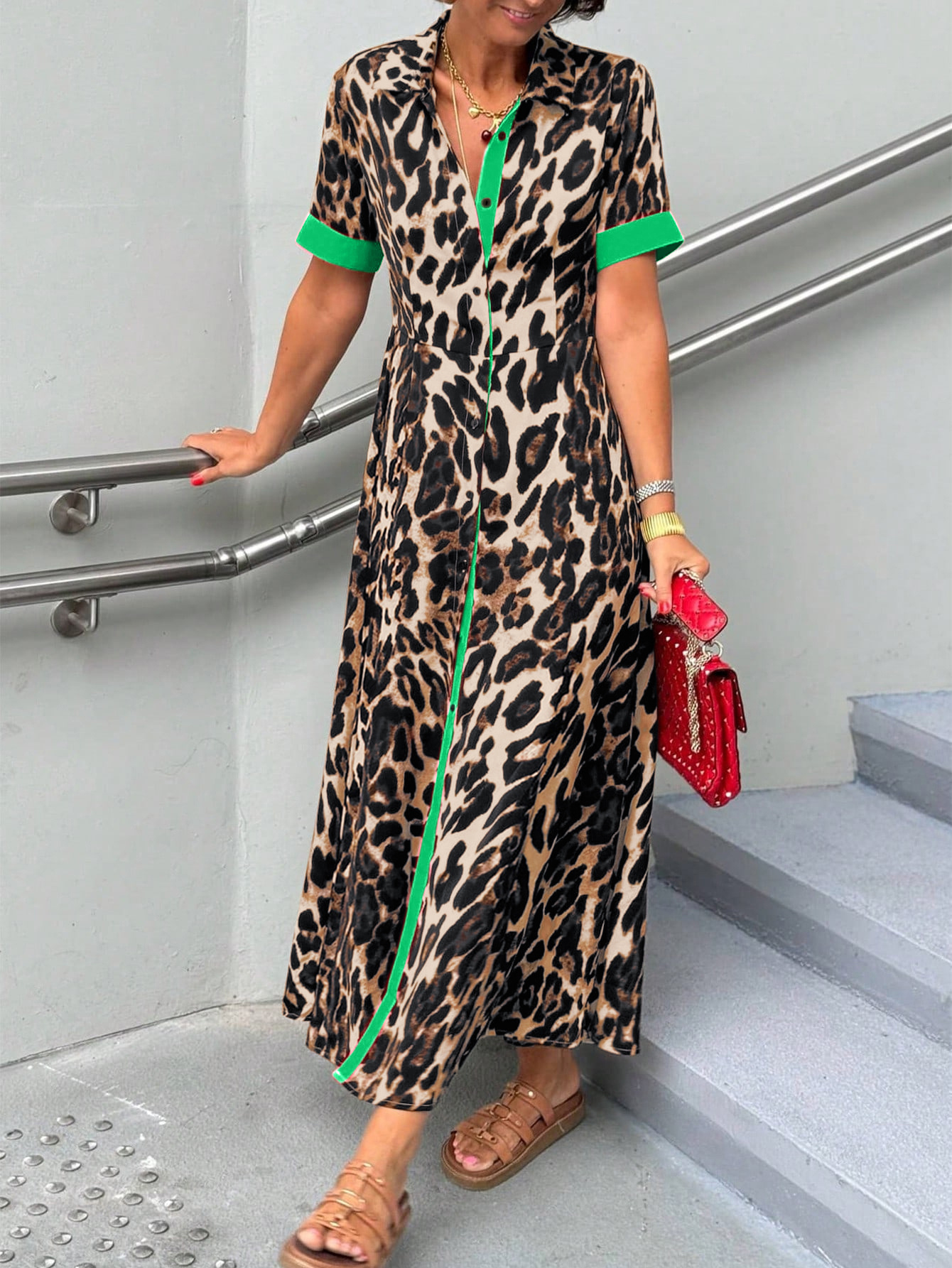 leopard print maxi dress sold on Temu United States