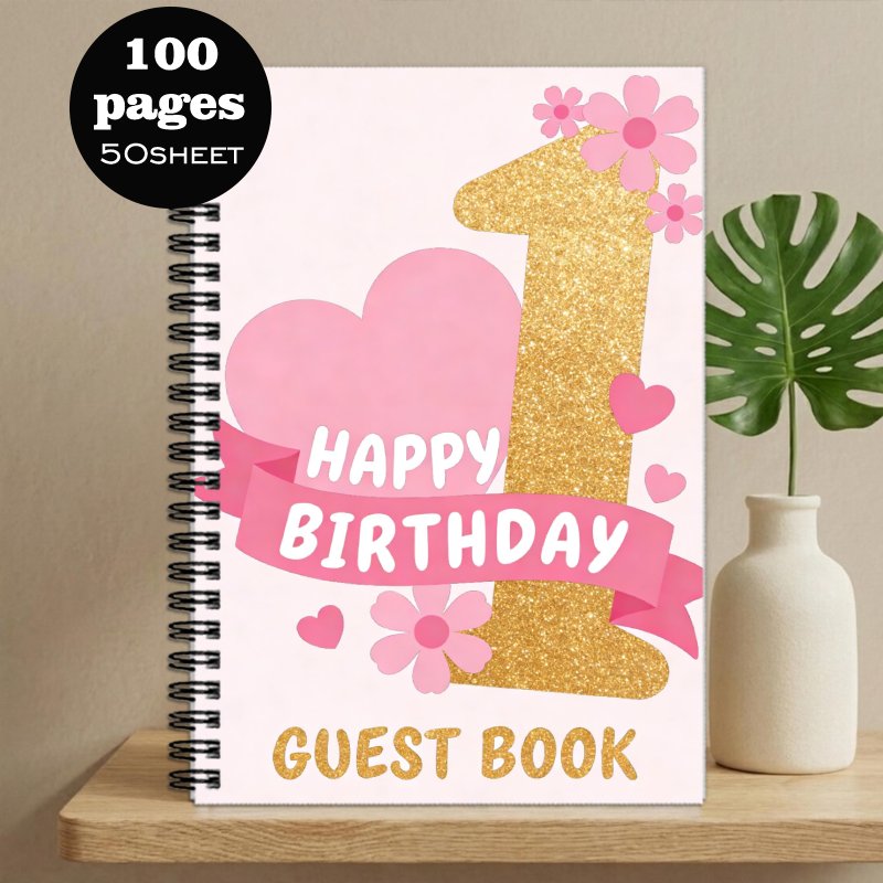 TEMU 1pc Happy Birthday 1st Theme Guestbook | Ideal Paper Gift For Family, Suitable For Celebration Events